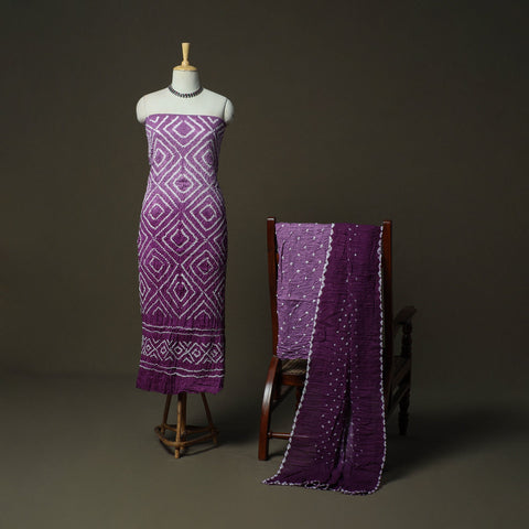 Kutch tie-dye satin cotton bandhani 3pc unstitched dress