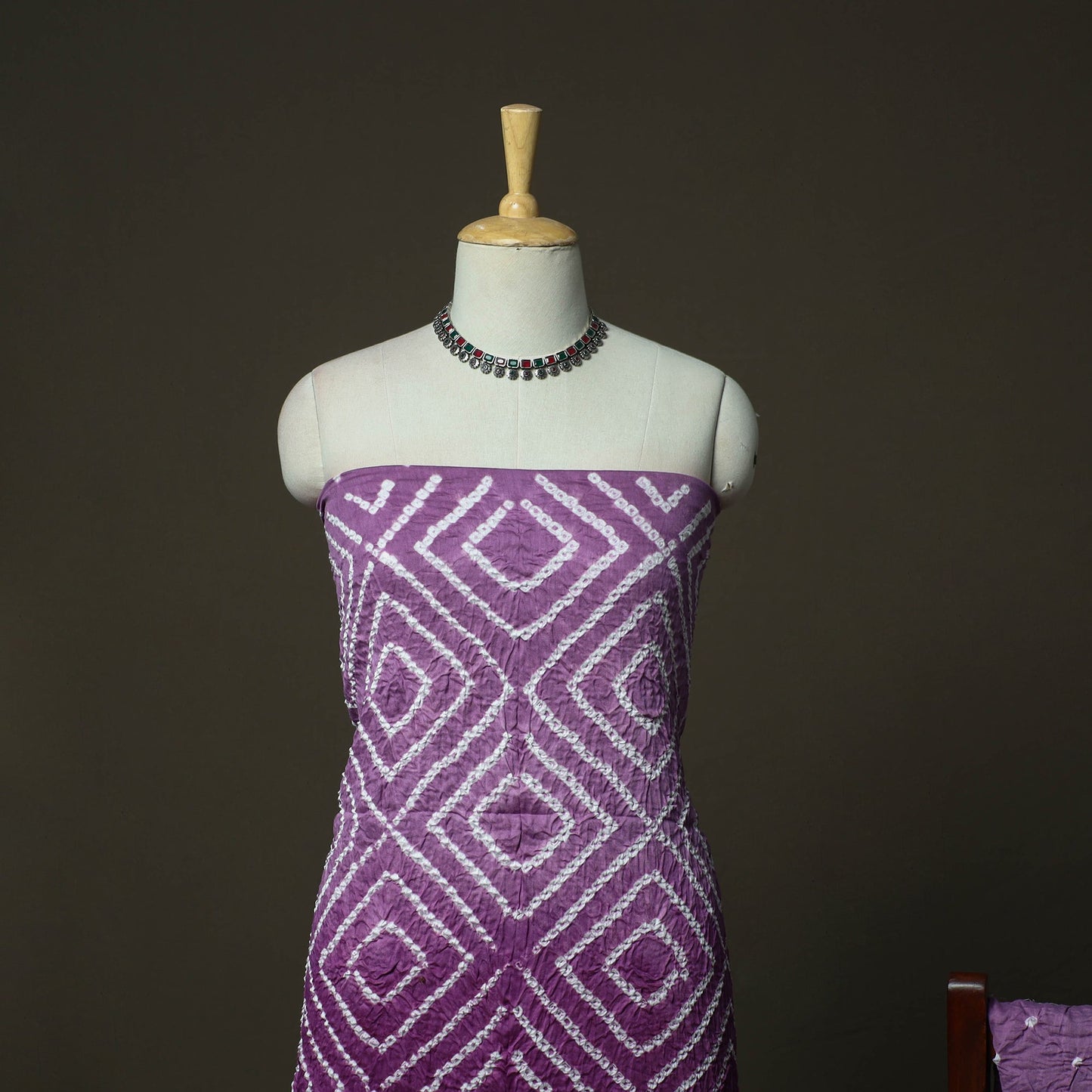 Kutch tie-dye satin cotton bandhani 3pc unstitched dress