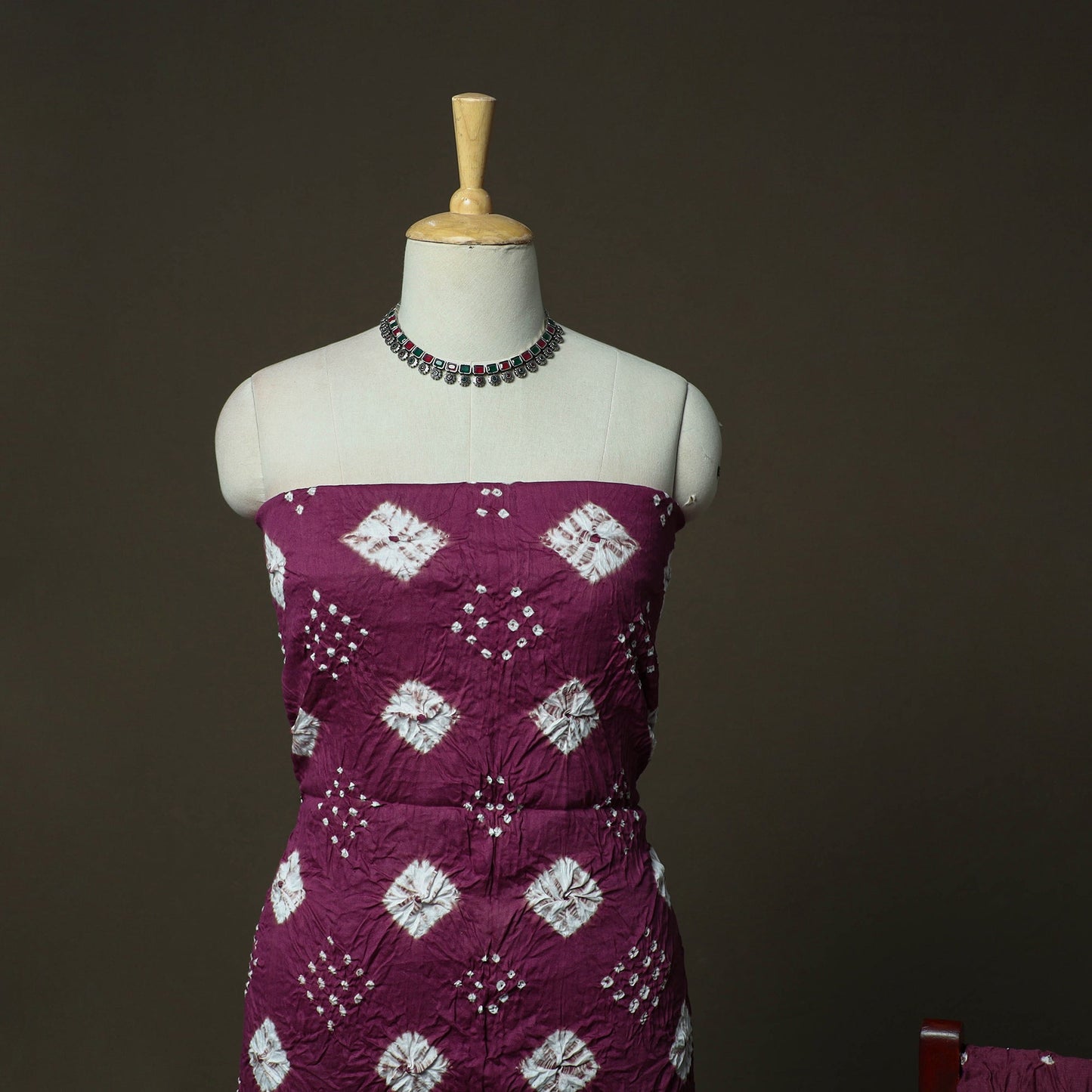 Kutch tie-dye satin cotton bandhani 3pc unstitched dress