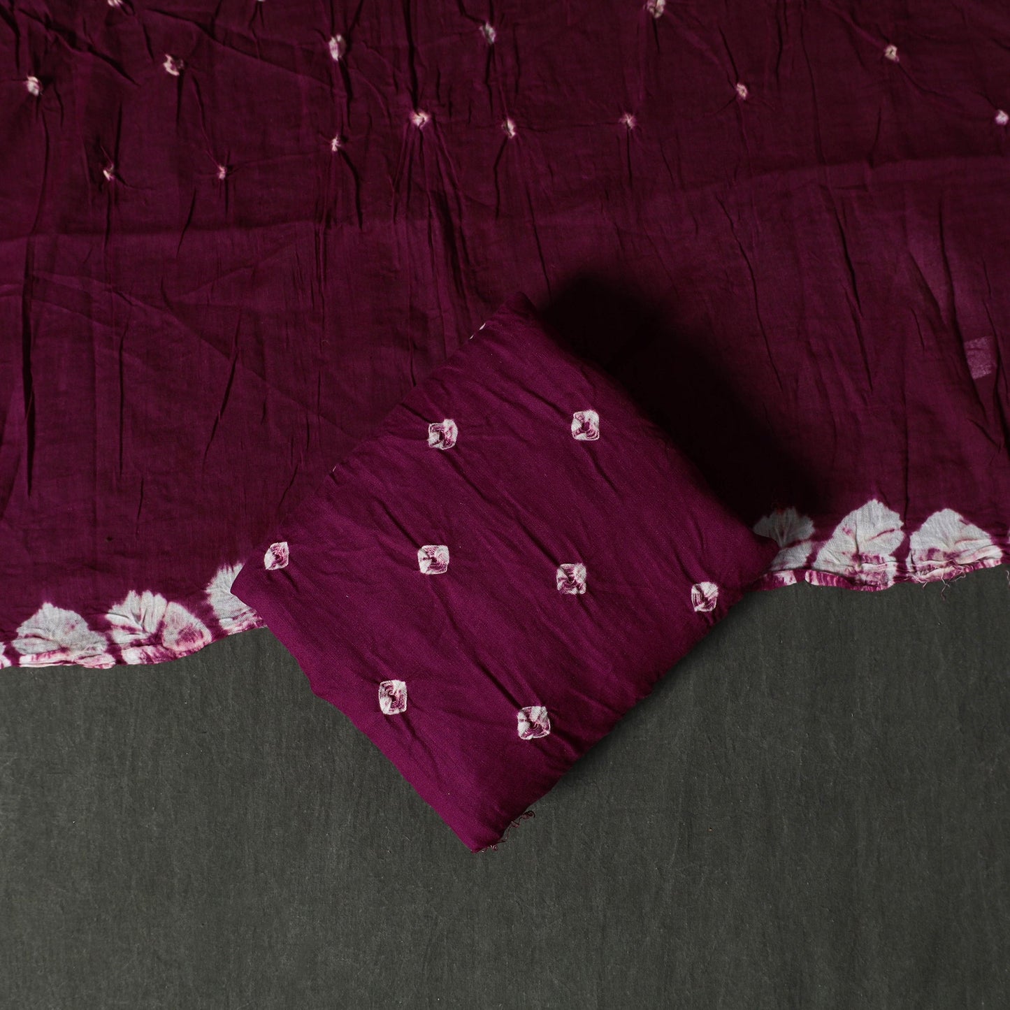 Kutch tie-dye satin cotton bandhani 3pc unstitched dress