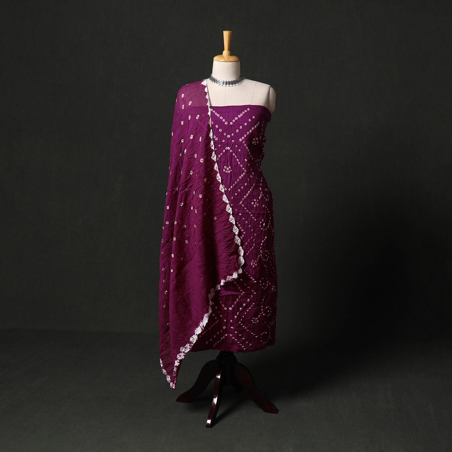 Kutch tie-dye satin cotton bandhani 3pc unstitched dress