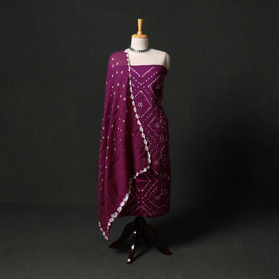 Kutch tie-dye satin cotton bandhani 3pc unstitched dress