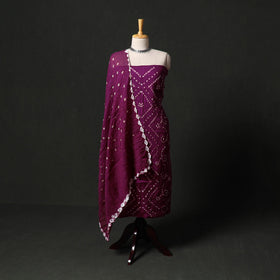 Kutch tie-dye satin cotton bandhani 3pc unstitched dress