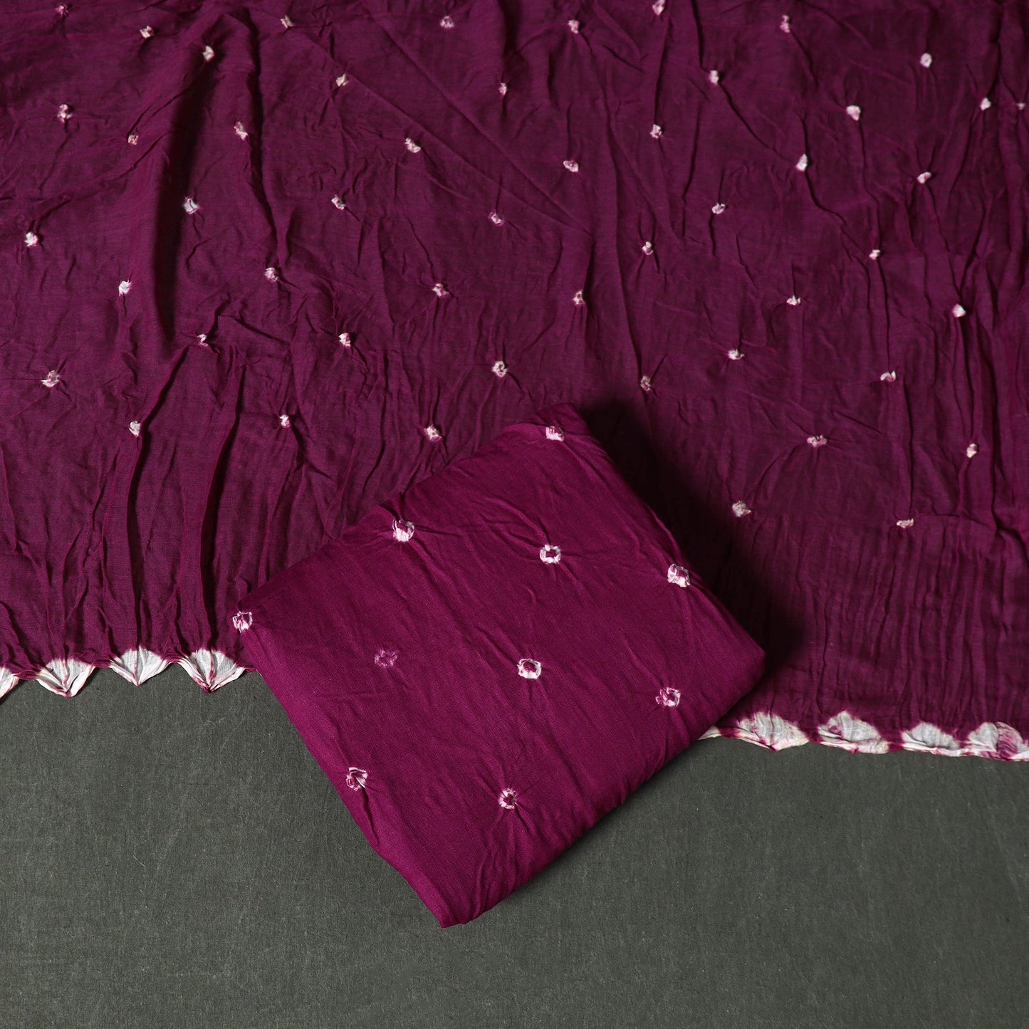Kutch tie-dye satin cotton bandhani 3pc unstitched dress