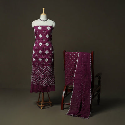 Kutch tie-dye satin cotton bandhani 3pc unstitched dress