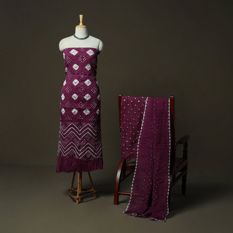 Kutch tie-dye satin cotton bandhani 3pc unstitched dress