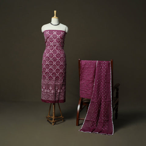 Kutch tie-dye satin cotton bandhani mirror work 3pc