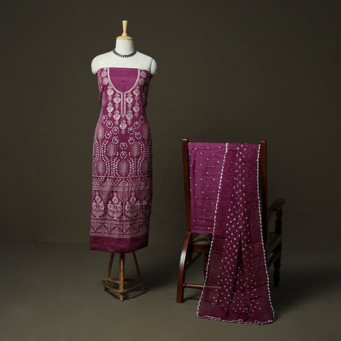 Kutch tie-dye satin cotton bandhani sequin work 3pc