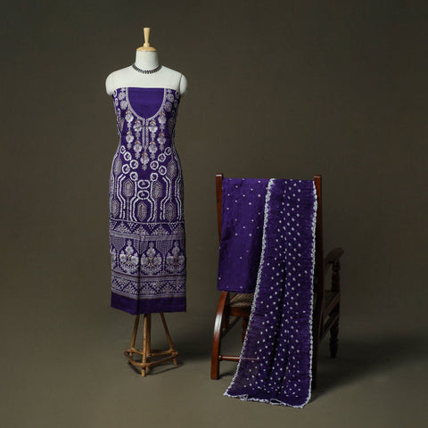 Kutch tie-dye satin cotton bandhani sequin work 3pc