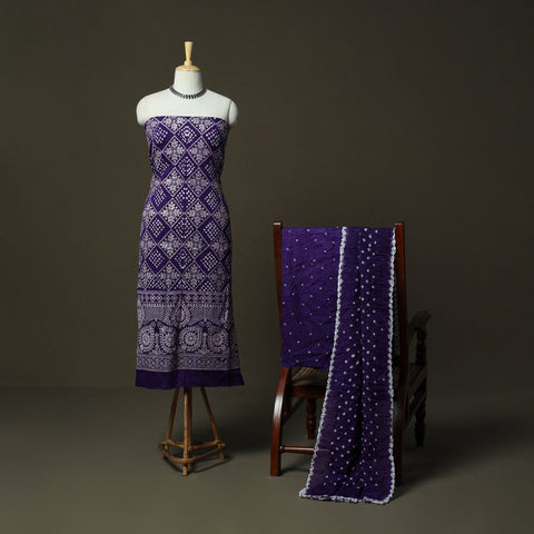 Kutch tie-dye satin cotton bandhani sequin work 3pc