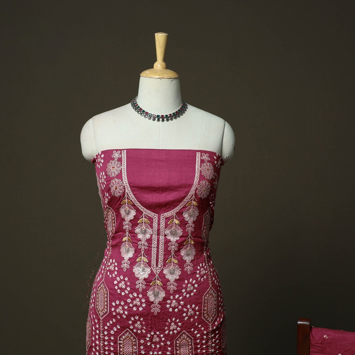 Kutch tie-dye satin cotton bandhani sequin work 3pc