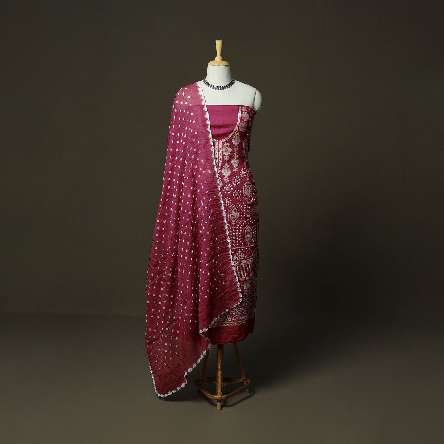 Kutch tie-dye satin cotton bandhani sequin work 3pc