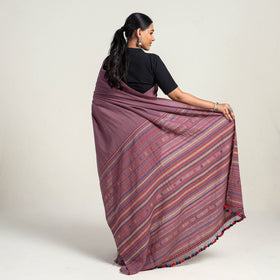  Kutch Weaving Handloom Organic Kala Cotton Saree with Tassels 