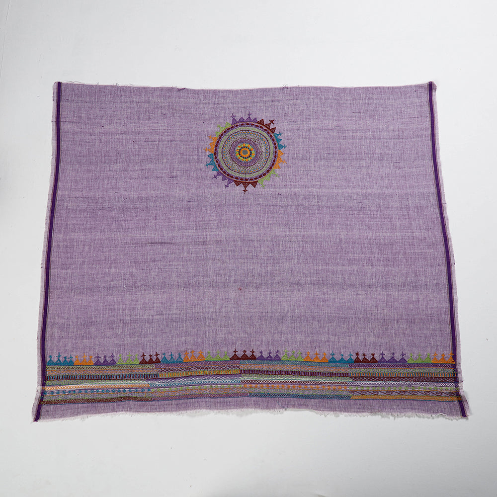 Purple Lambani Embroidery Handspun Cotton Blouse Piece