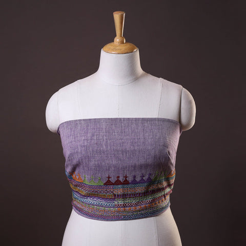 Purple Lambani Embroidery Handspun Cotton Blouse Piece