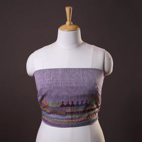 Purple Lambani Embroidery Handspun Cotton Blouse Piece