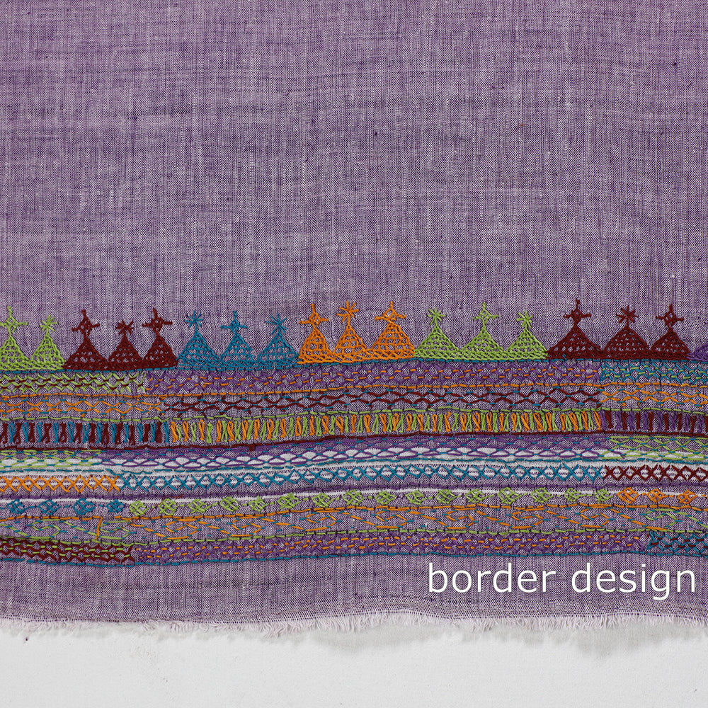 Purple Lambani Embroidery Handspun Cotton Blouse Piece