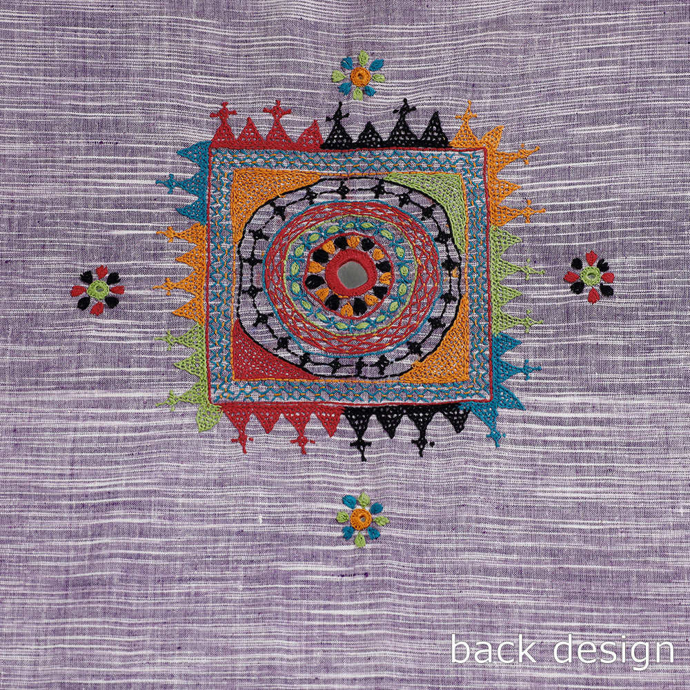 Purple Lambani Embroidery Handspun Cotton Blouse Piece