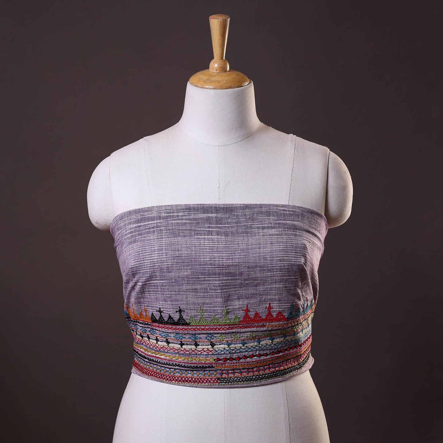 Purple Lambani Embroidery Handspun Cotton Blouse Piece