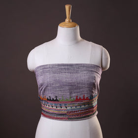 Purple Lambani Embroidery Handspun Cotton Blouse Piece