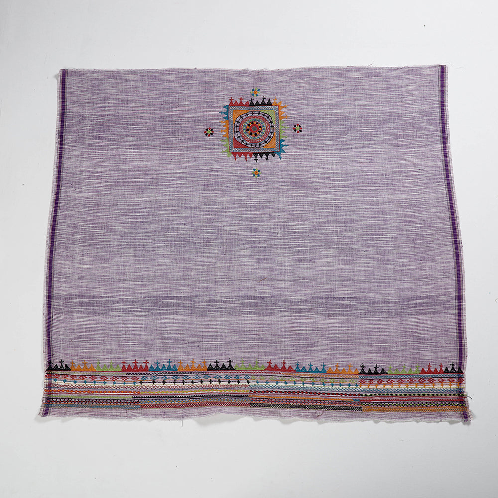 Purple Lambani Embroidery Handspun Cotton Blouse Piece