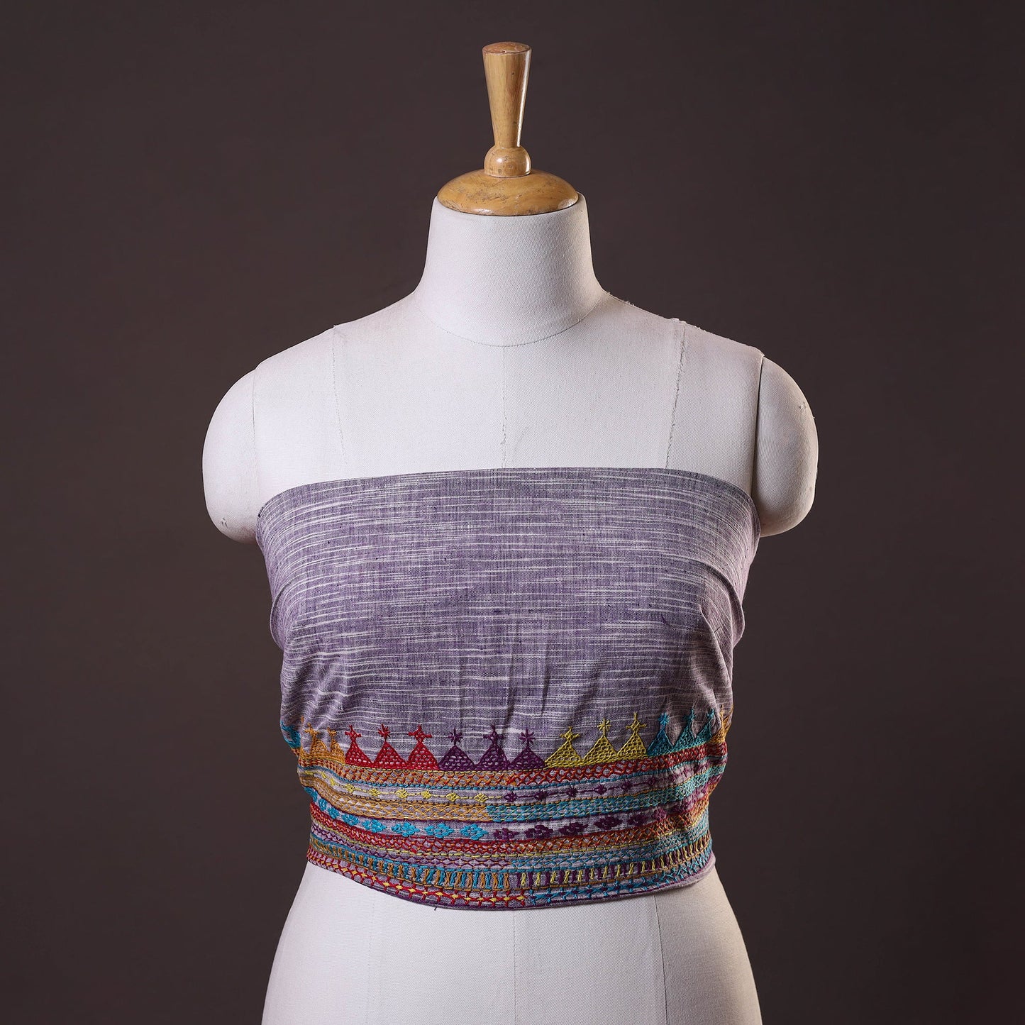 Purple Lambani Embroidery Handspun Cotton Blouse Piece