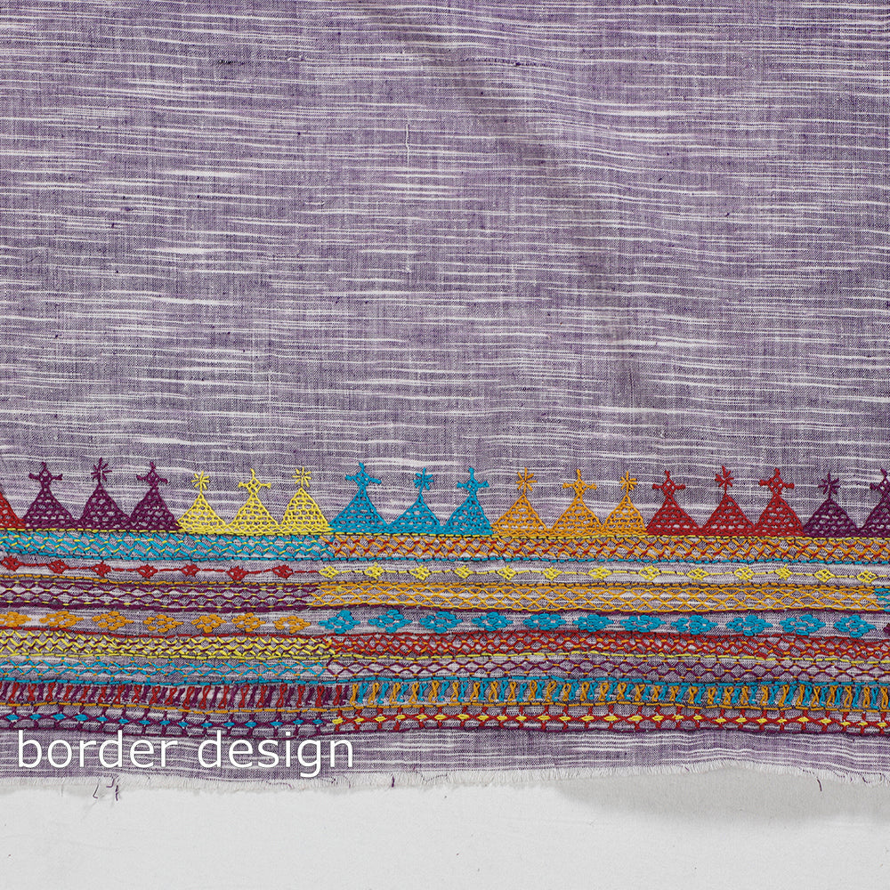 Purple Lambani Embroidery Handspun Cotton Blouse Piece
