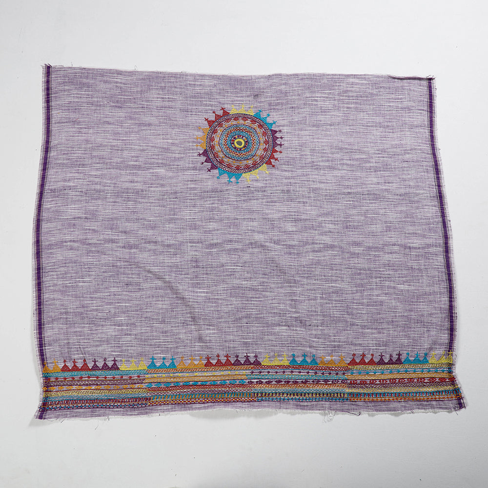 Purple Lambani Embroidery Handspun Cotton Blouse Piece