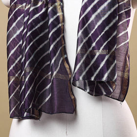  Leheriya Tie-Dye Chanderi Silk Handloom Stole with Zari Border 51 Online at iTokri.com 