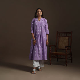 A-line cotton hand embroidered jacquard kurta for women 13