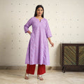 Purple  A-Line Cotton Jacquard Kurta