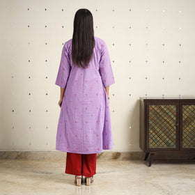 Purple  A-Line Cotton Jacquard Kurta