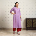 Purple A-Line Cotton Jacquard Kurta