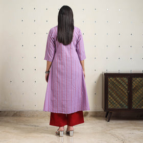 Purple A-Line Cotton Jacquard Kurta