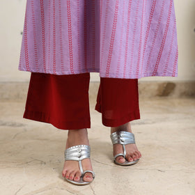 Purple A-Line Cotton Jacquard Kurta