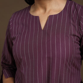 Purple A-Line Cotton Jacquard Kurta
