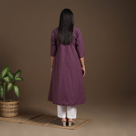 Purple A-Line Cotton Jacquard Kurta