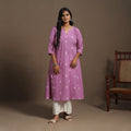 Purple A-Line Cotton Jacquard Kurta