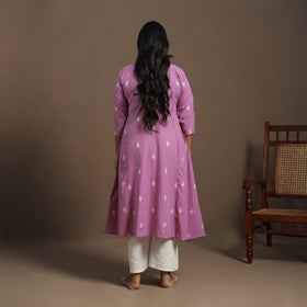 Purple A-Line Cotton Jacquard Kurta