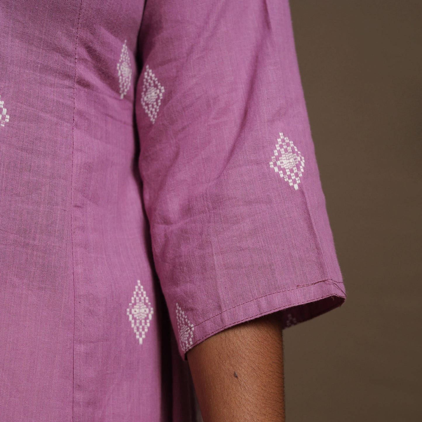 Purple A-Line Cotton Jacquard Kurta