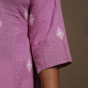 Purple A-Line Cotton Jacquard Kurta
