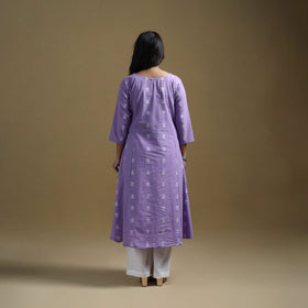A-line cotton jacquard kurta for women 02 - handcrafted