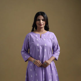 A-line cotton jacquard kurta for women 02 - handcrafted