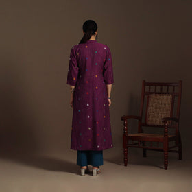 A-line cotton jacquard kurta for women 06 - handcrafted