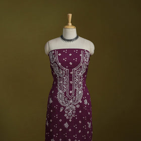 Lucknowi chikankari work bandhani unstitched kurta material