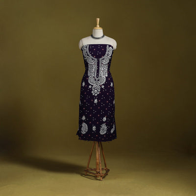 Lucknowi chikankari work bandhani unstitched kurta material