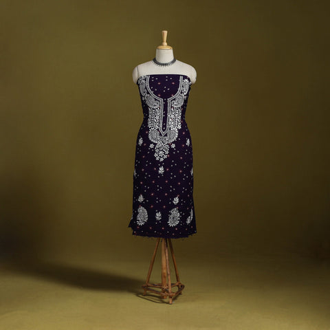 Lucknowi chikankari work bandhani unstitched kurta material