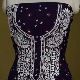 Lucknowi chikankari work bandhani unstitched kurta material