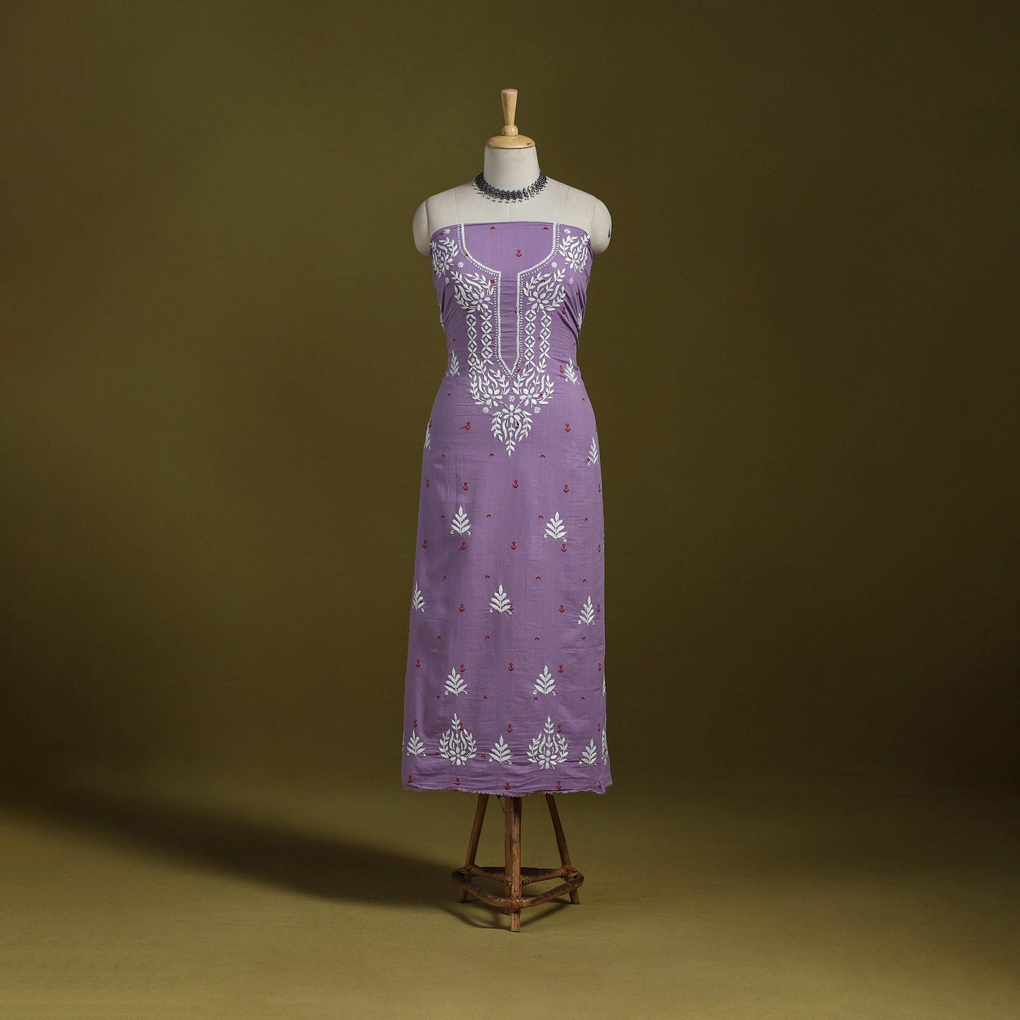 Lucknowi chikankari work jacquard unstitched kurta material