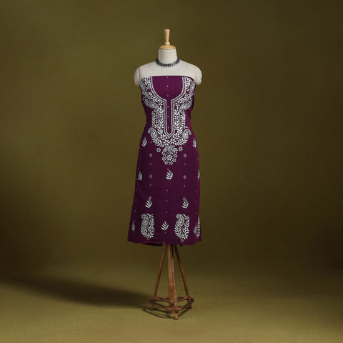 Black - lucknowi chikankari work jacquard unstitched kurta